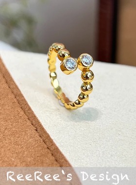 925纯银镀金气泡设计戒指时尚