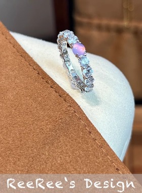 925纯银紫玉髓满钻排戒新中式