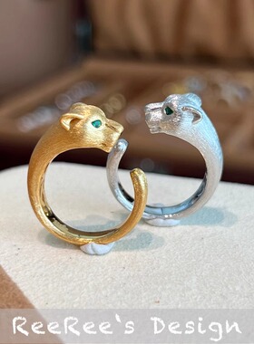 925纯银高定动物系拉丝金钱豹