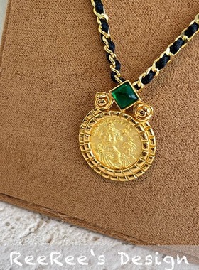 Veri薇芮 古法沙金拜占庭金币吊坠 s925银镀金项链 轻奢秋冬女