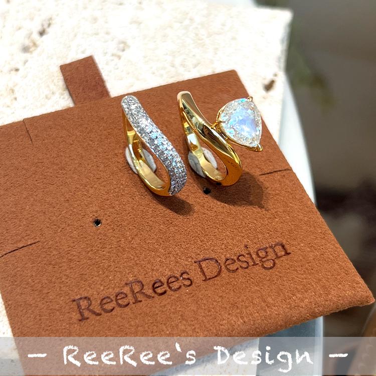 925纯银镀金叠戴水滴鸽子蛋戒指