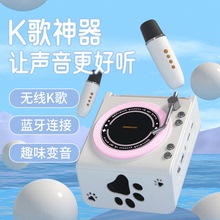 复古创意唱片机小音响家庭k歌音箱家用蓝牙ktv话筒户外麦克风唱歌