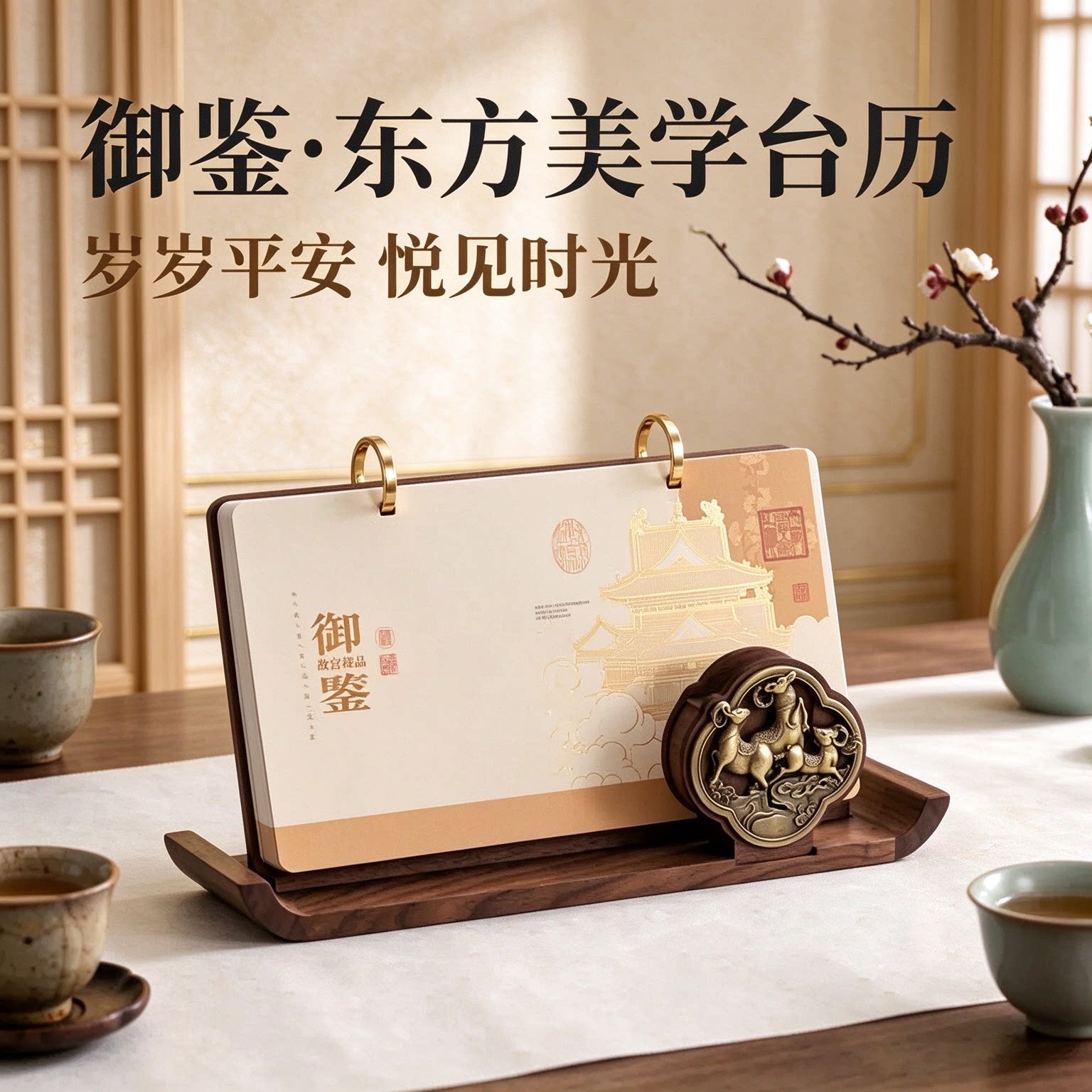 2027年台历创意实木立体日历木质