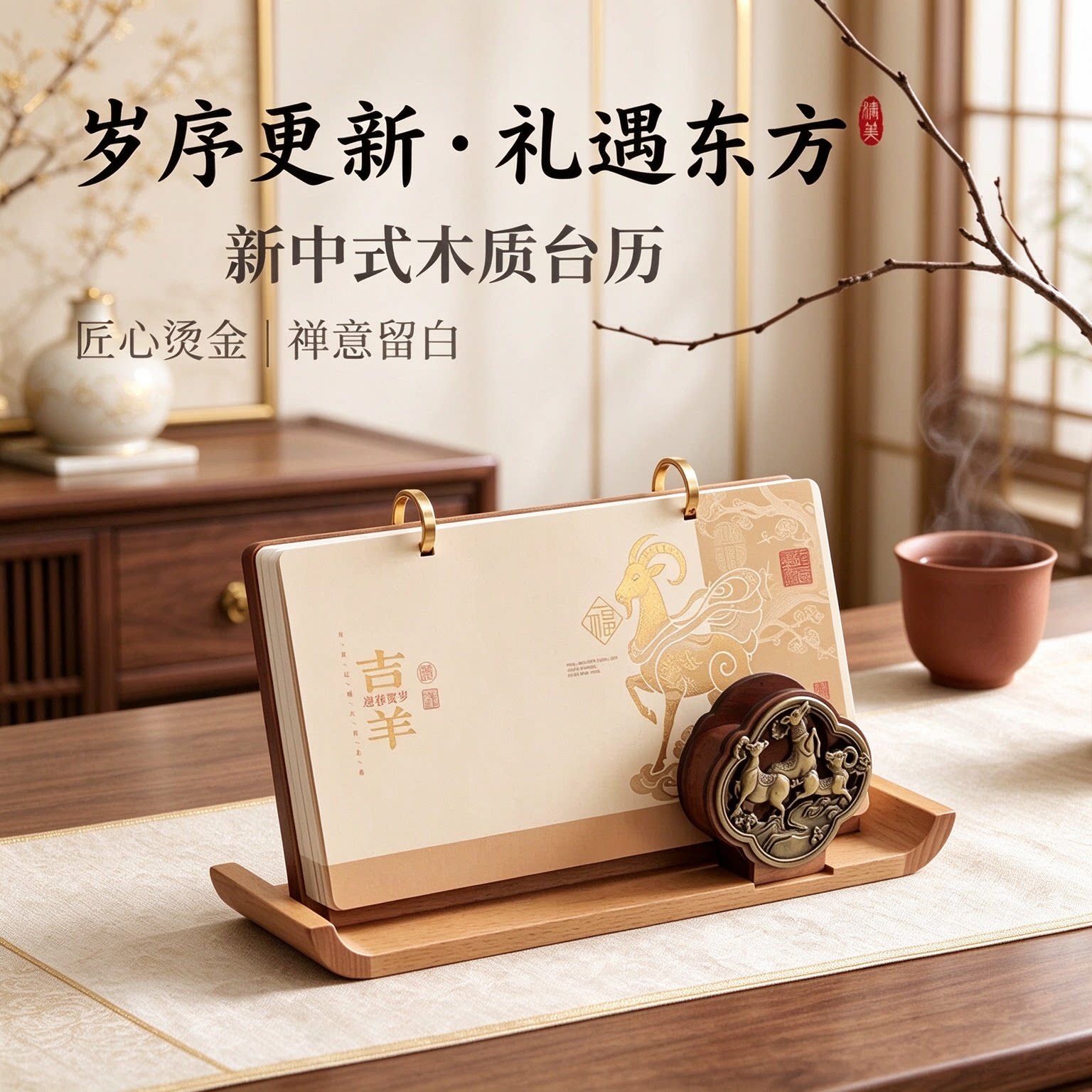 2027年台历创意实木立体日历木质