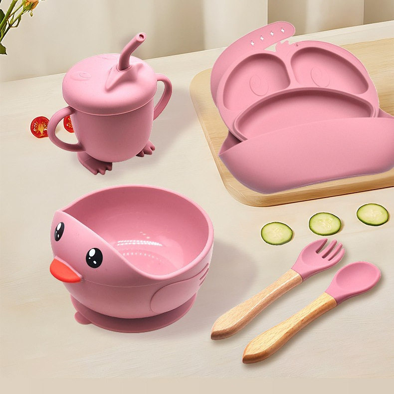 儿童硅胶餐具6件套卡通婴