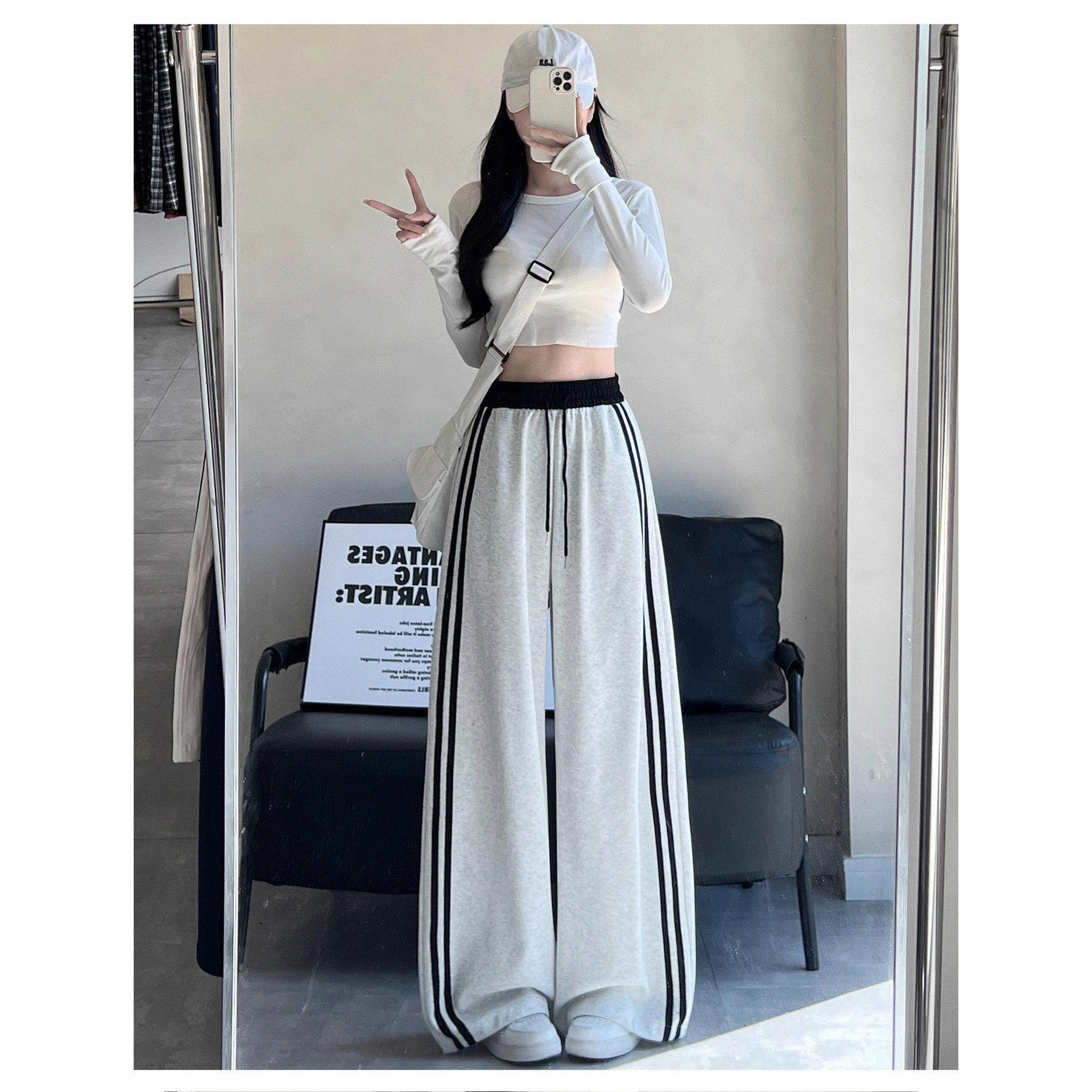 高级感弯刀裤女2026春夏新款高腰垂感香蕉阔腿裤xc