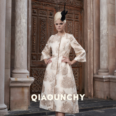 欧洲提花料俏云曦九分袖圆领外套