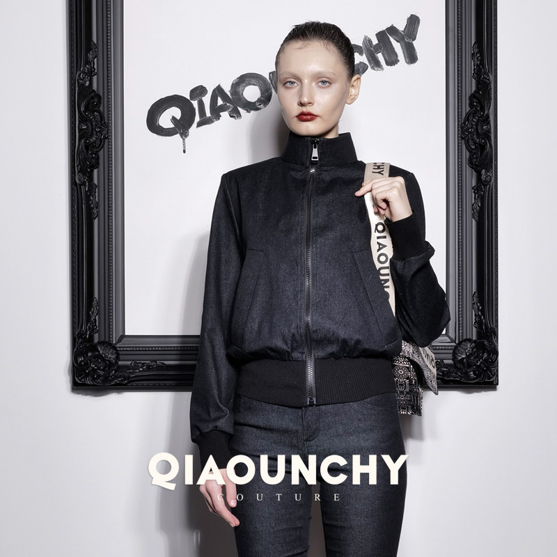 女绅士 QIAOUNCHY俏云曦｜修身高领蓝色牛仔洗水棉夹克外套女