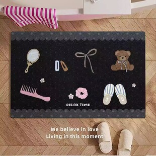 小熊吸水皮革浴室地垫硅藻泥速干厕所门口防滑脚垫卫生间厕所垫子