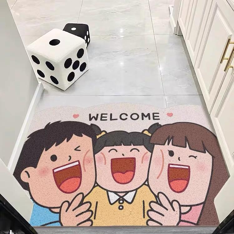 可爱一家人丝圈防滑刮泥地垫