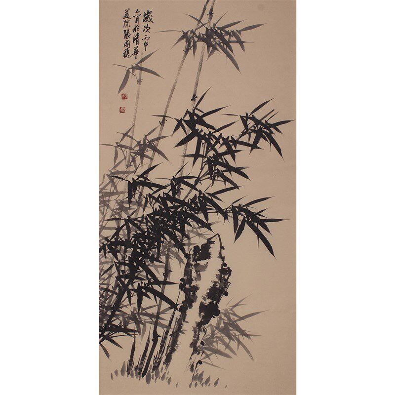 手绘水墨画竹子j国客画厅装饰花鸟画画书法已装裱卷轴书字作品真