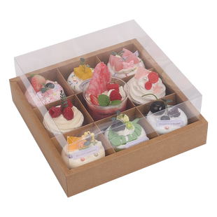 透明九宫格甜品打包盒加高蛋糕盒下午茶纸杯蛋糕包装盒曲奇马卡龙