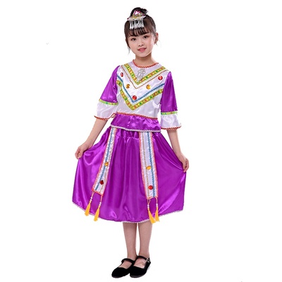 新品男女童少数民族演出Y服儿童仫佬族舞蹈服葫芦丝表演服装民族