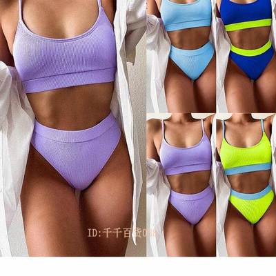 Thin belt vest top underpants bikini swimsuit女士泳衣比基尼