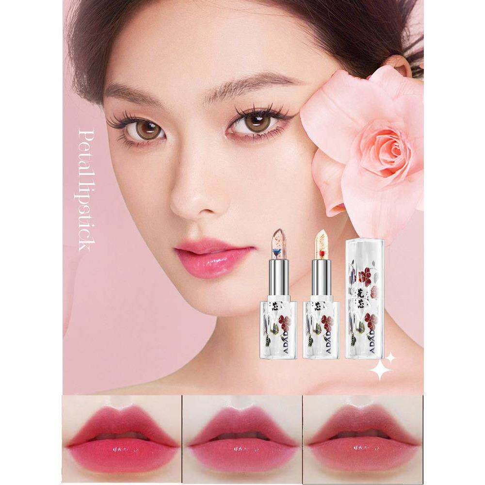 正品鲜花果冻变色口红女滋润保湿持久不沾杯不掉色温变润唇膏孕