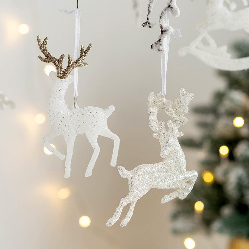 Christmas Tree Hanging Pendants Glitter Small Xmas Deer Oran