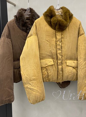 欧洲站2026秋冬新款女羽绒服毛领短款宽松保暖外套