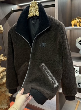 秋冬季高奢款100%羊毛配羊皮外套男款高级衬衫版型羊毛外套-25132
