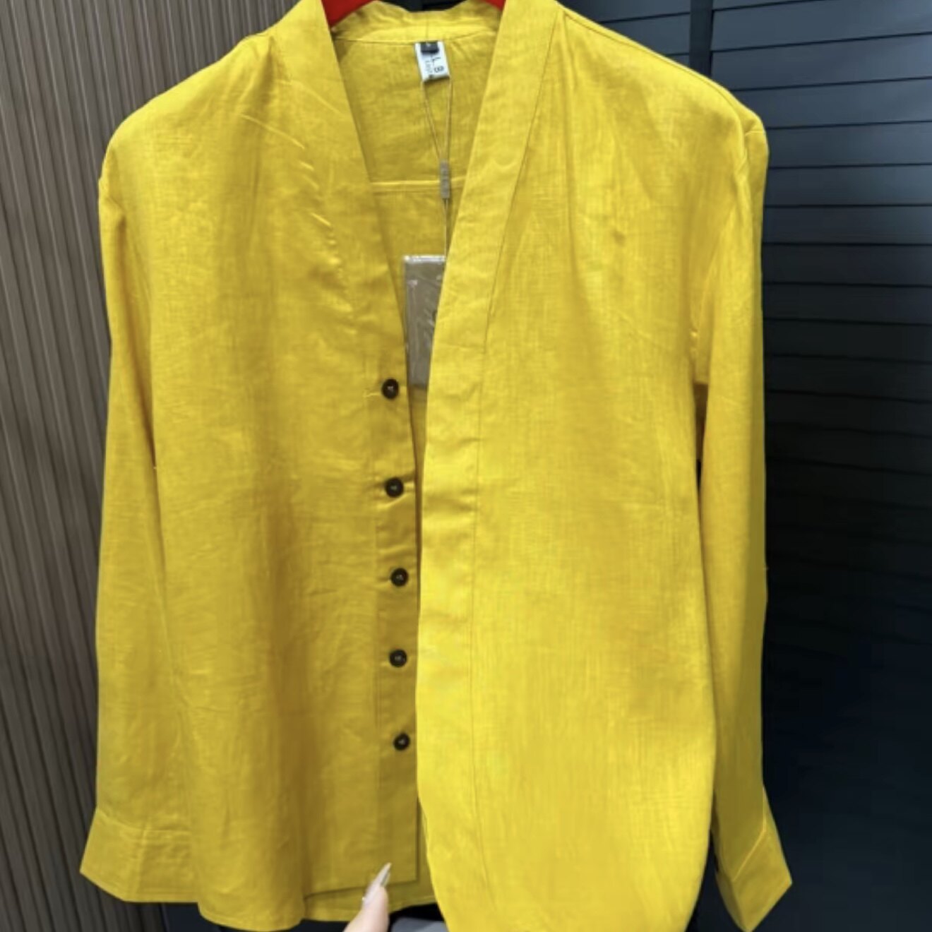 8035春秋季男士新品亚麻高级感青果领极简风长袖衬衫高品时尚百搭