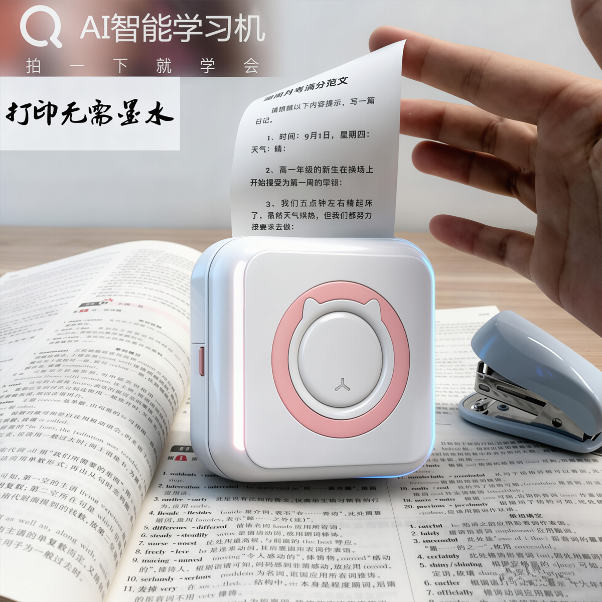 【勋尘AI错题打印机】多功能迷你打印机小型便宜学霸咕咕便携式标签无墨热敏照片喵喵学生作业抄题整理小抄器