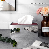 MODERN不锈钢纸巾盒高档轻奢华创意抽纸盒客厅轻奢样板房软装 摆件