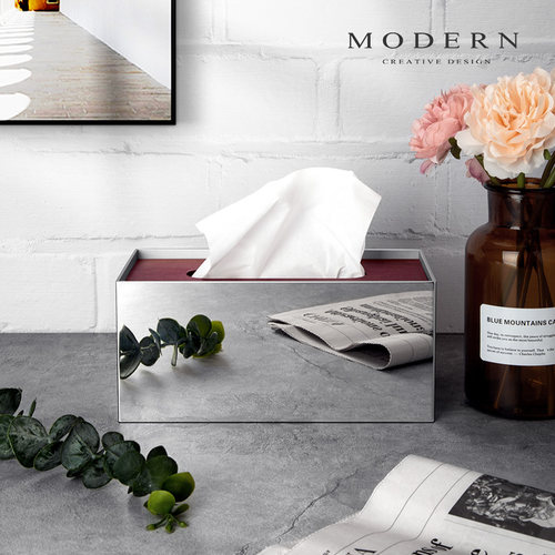 modern不锈钢样板房软装纸巾盒