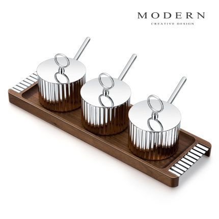 摩登MODERN北欧轻奢调料盒不锈钢厨房收纳盒罐子调料瓶味精盐罐