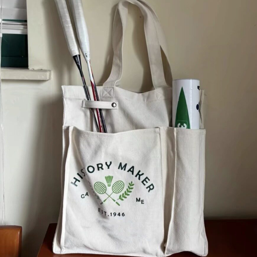 羽毛球包ins日系帆布包袋慵懒风大容量单肩手提运动包百搭托特包