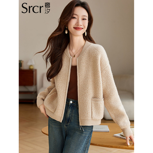 100%羊毛双拉链夹克外套女春秋2025新款小个子短款秋冬加厚棒球服