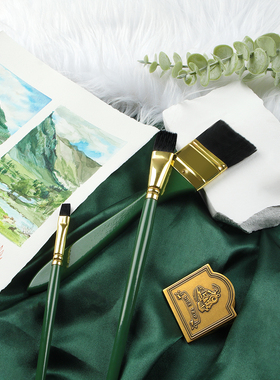 西米美术固体水彩颜料尼龙毛画笔铺色平峰毛笔绿色水彩笔美术生用