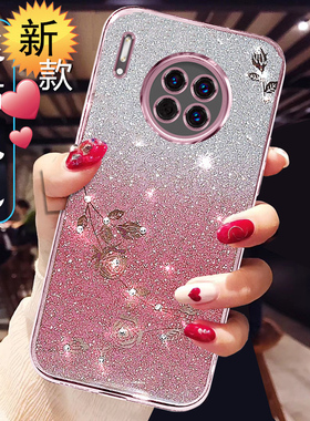 适用于华为mate30新款手机壳女mete30pro曲面屏5G保护套LIOTAS—ATL00奢华高级por透明钻m30p软外壳全包防摔0