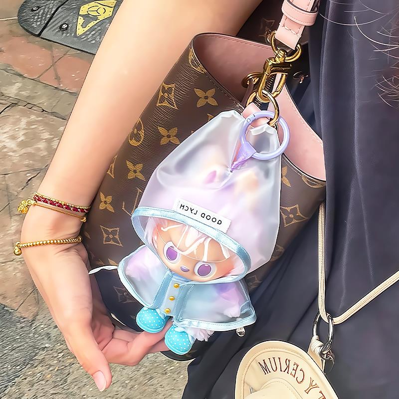拉布布娃衣labubu公仔衣服适用于拉布布雨衣鞋子棉花娃衣服透明可