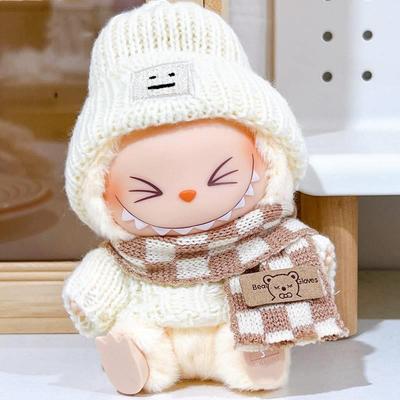 labubu娃衣官方正品现货一二代17cm拉布布坐坐派对搪胶公仔衣服毛