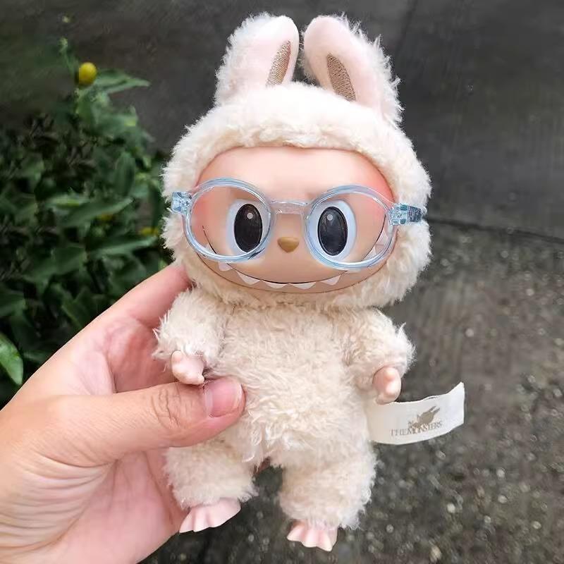 拉布布娃衣官方正品一代二代labubu搪胶娃衣黑框眼镜配件泡泡玛特