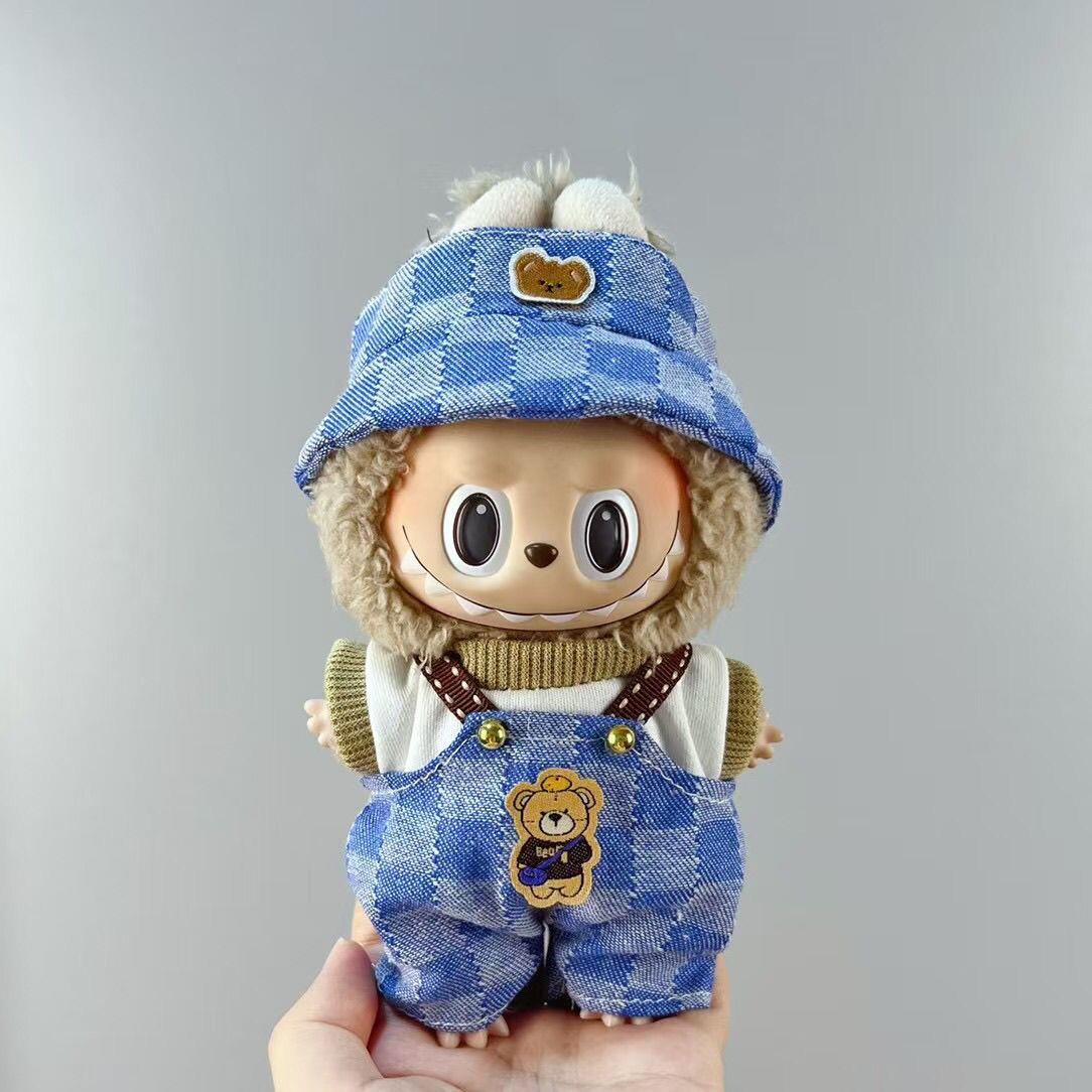 拉布布娃衣玩偶正品现货搪胶公仔玩偶labubu衣服换装拉布挂件可爱