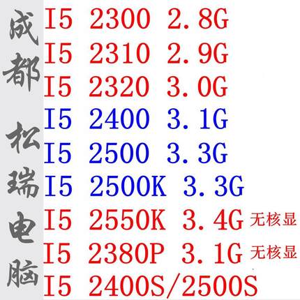 I5 2400CPU 2300 2310 2320 2500 2500K 2400S 2500S 2380P散片