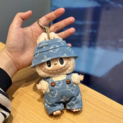 labubu娃衣官方正品1/2代挂件衣服17cm搪胶公仔服装拉布布背带裤