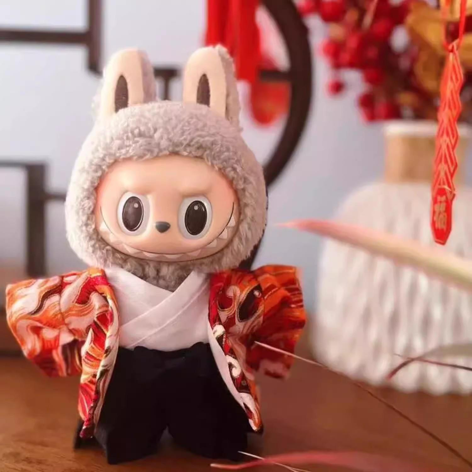 拉布布娃衣labubu玩偶衣服搪胶公仔棉花娃娃15CM17CM套装和服有发