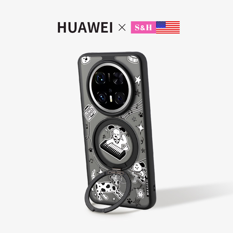 SHEHENG ×音乐狗狗适用于华为mate80手机壳磁吸全包mate60pro防摔支点70Pro+高级带支架一体mate60卡通Fo5