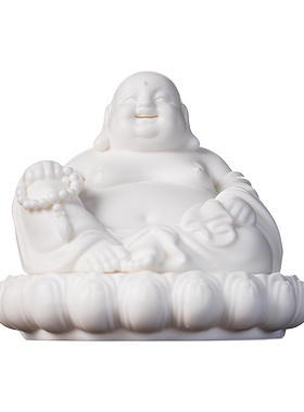 陶瓷摆件坐古莲台座弥勒