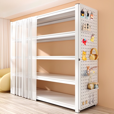 洞洞板货架家用落地置物架多层阳台仓库杂物收纳层架带防尘帘整理