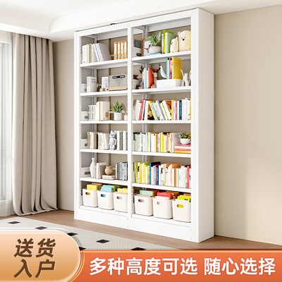 家用图书馆钢制书架书房推拉白板门书柜儿童多层落地绘本架书籍架
