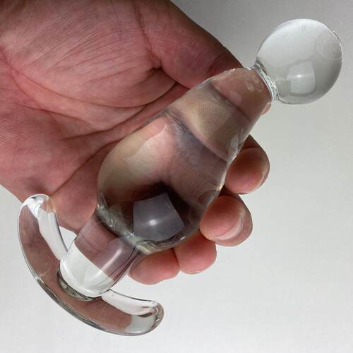 Large glass female utensil, glass anal plug, glass dildo, m