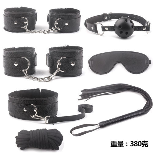 Leather binding, hand and foot handcuffs, adjustable mouth