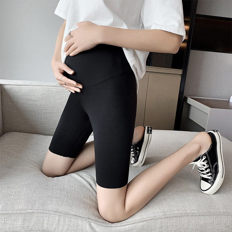 孕妇打底裤夏季薄款五分裤时尚潮妈外穿托腹鲨鱼裤安全裤短裤夏装