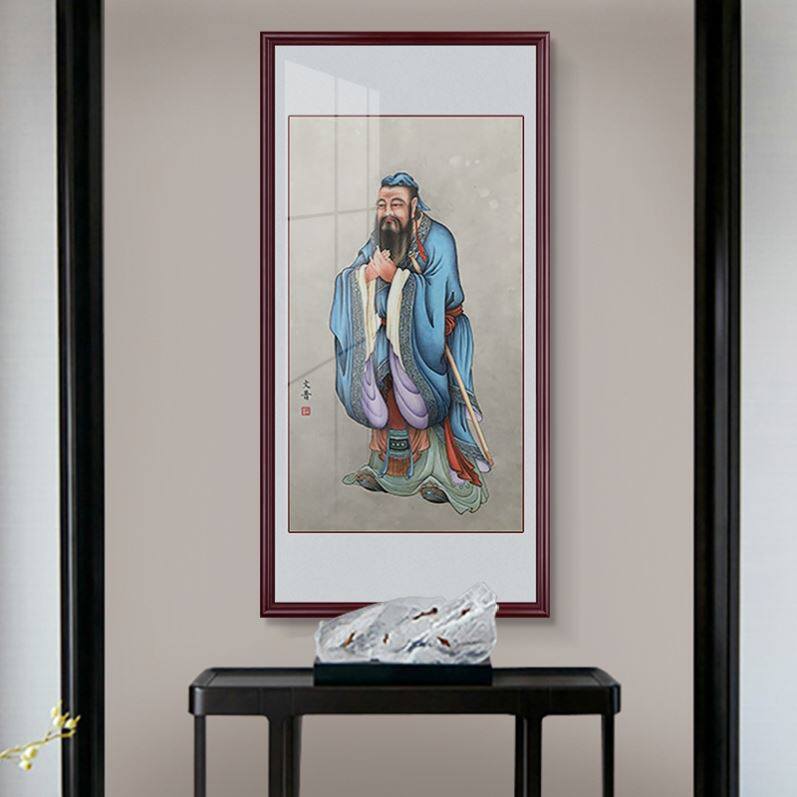 儒家私塾孔夫子孔子挂画画像孟子老子供奉图壁画学校国学馆装饰画