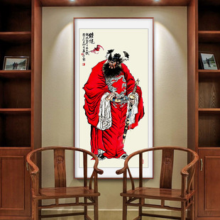天师门神钟馗国画新年伏魔像水墨挂画玄关镇宅壁画农村中堂装饰画
