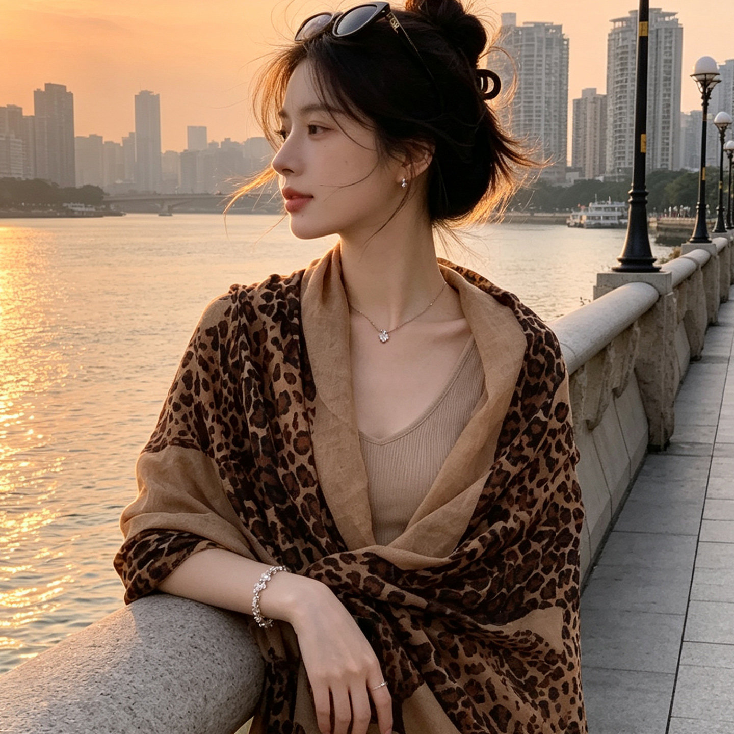 复古豹纹丝巾披肩外搭女2026新款