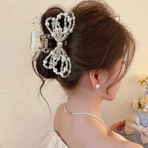 珍珠蝴蝶结抓夹女士2026新款头饰