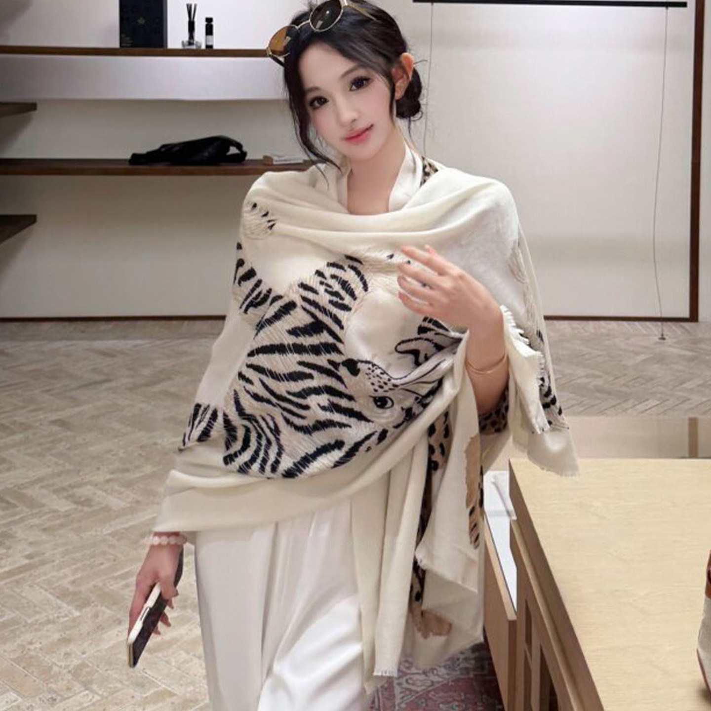 豹子印花外搭披肩女宽松慵懒披风
